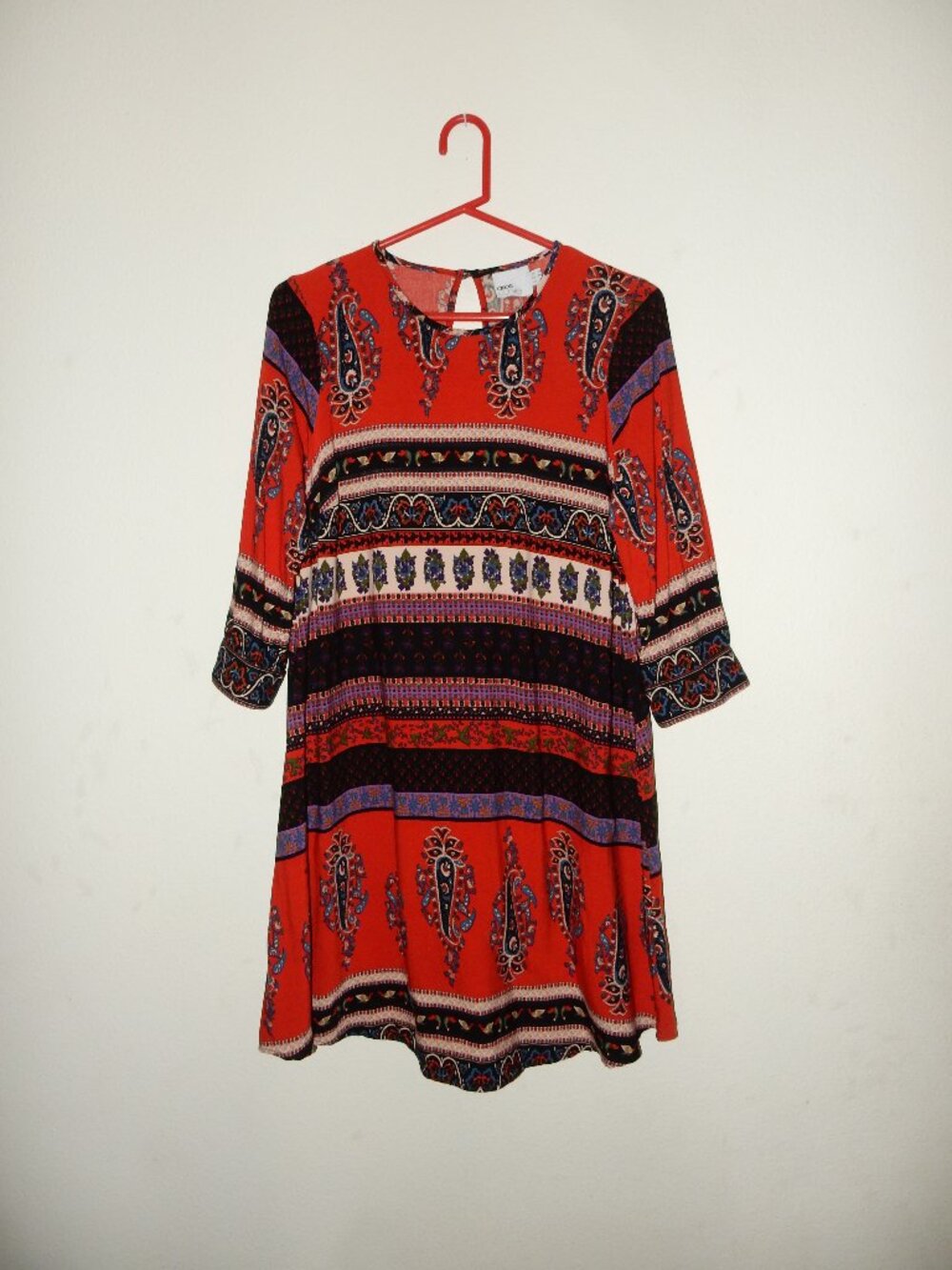 ASOS curve boho paisley shift dress L 14 3/4 sleeve fairy hippie soft READ!!!!!